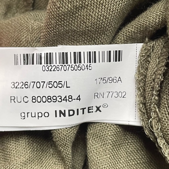 Zara Linen Top Olive Green Drawstring Waist Shirt Large - Picture 9 of 10